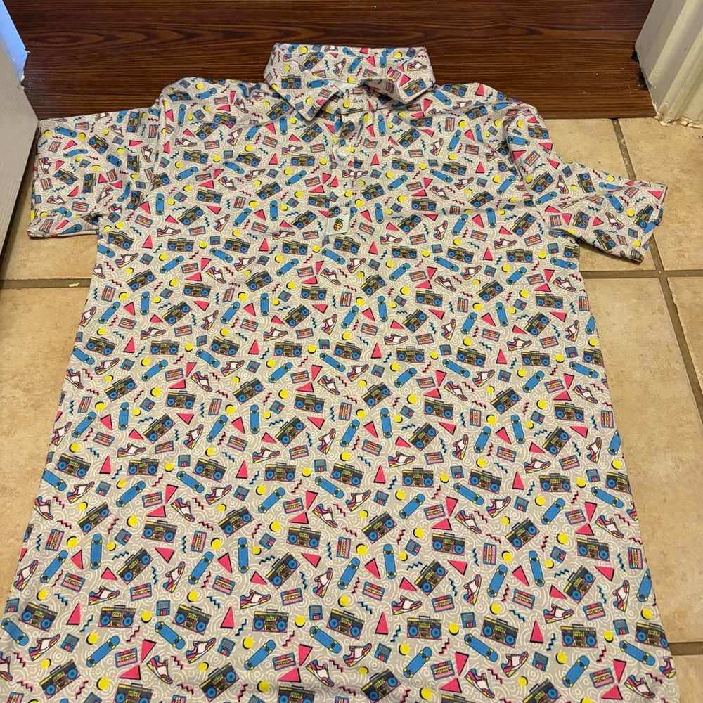 For the birds 90s inspired Colorful Patterned Men's golf polo Shirt